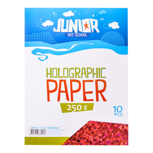 JUNIOR-ST - Dekorační papír A4 10 ks červený holografický 250 g