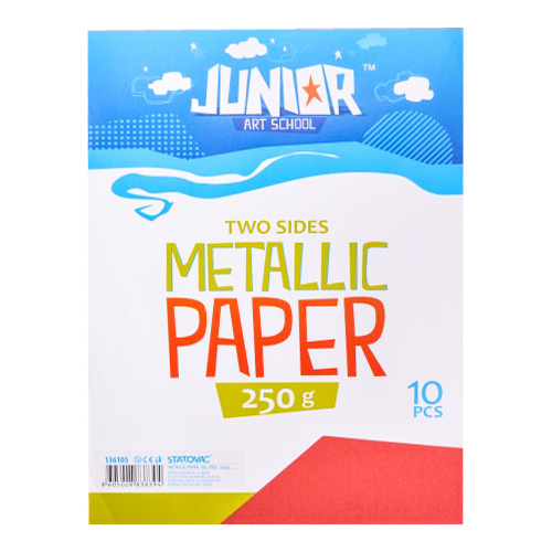 JUNIOR-ST - Dekorační papír A4 10 ks červený metallic 250 g