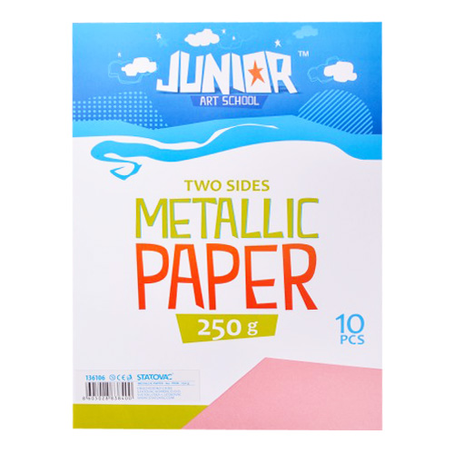 JUNIOR-ST - Dekorační papír A4 10 ks růžový metallic 250 g