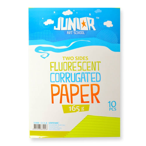 JUNIOR-ST - Dekorační papír A4 Neon žlutý vlnkový 165 g, sada 10 ks