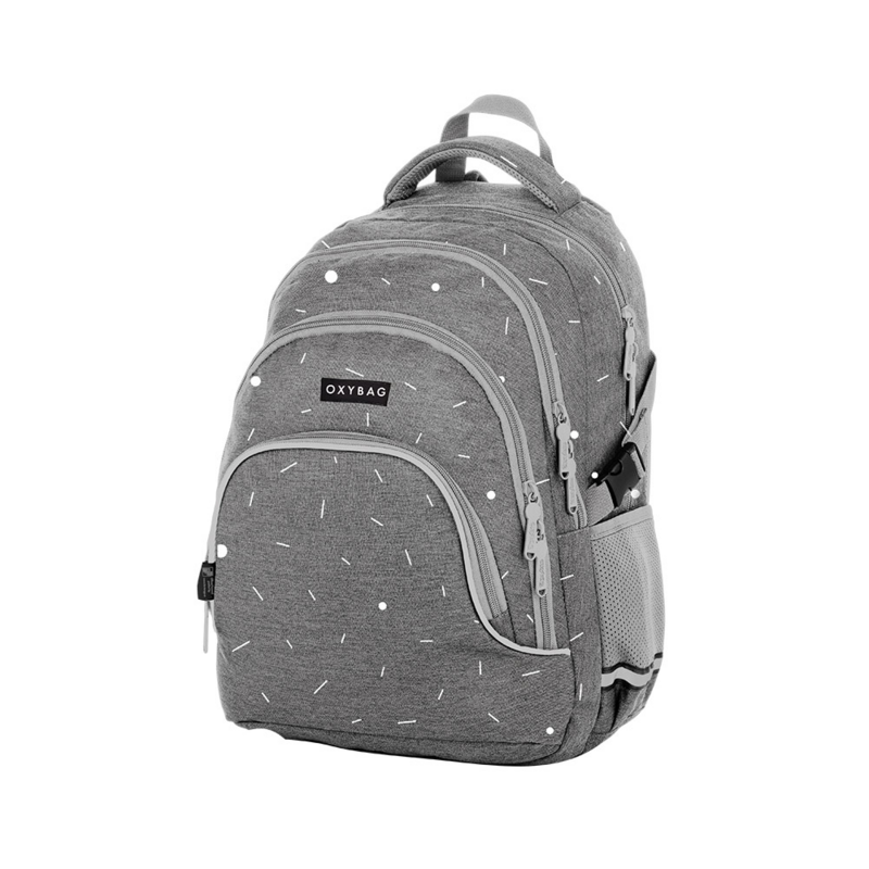 KARTON PP - Studentský batoh OXY SCOOLER Grey geometric