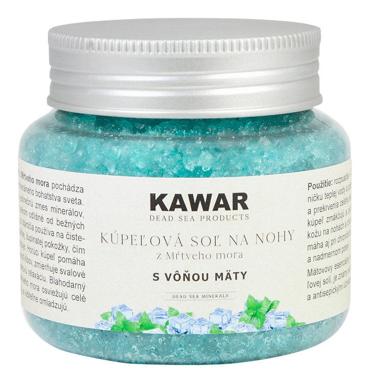 KAWAR - Sůl do koupele na nohy z Mrtvého moře 250g s vůní máty se 100% čistě přírodním esenciálním olejem