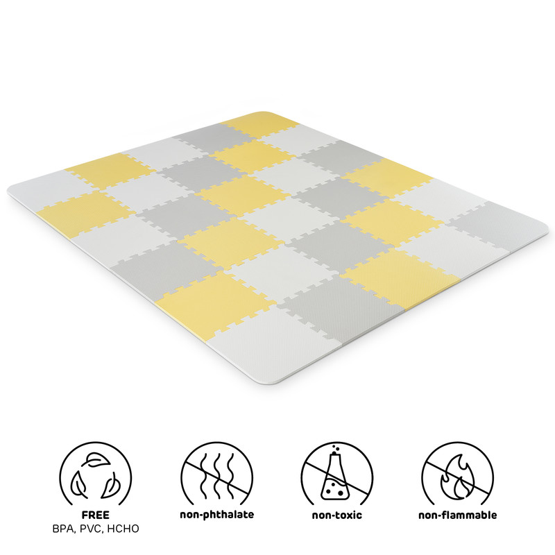 KINDERKRAFT - Podložka pěnové puzzle Luno 150x180 cm Yellow 30 ks Kinderkraft 2020