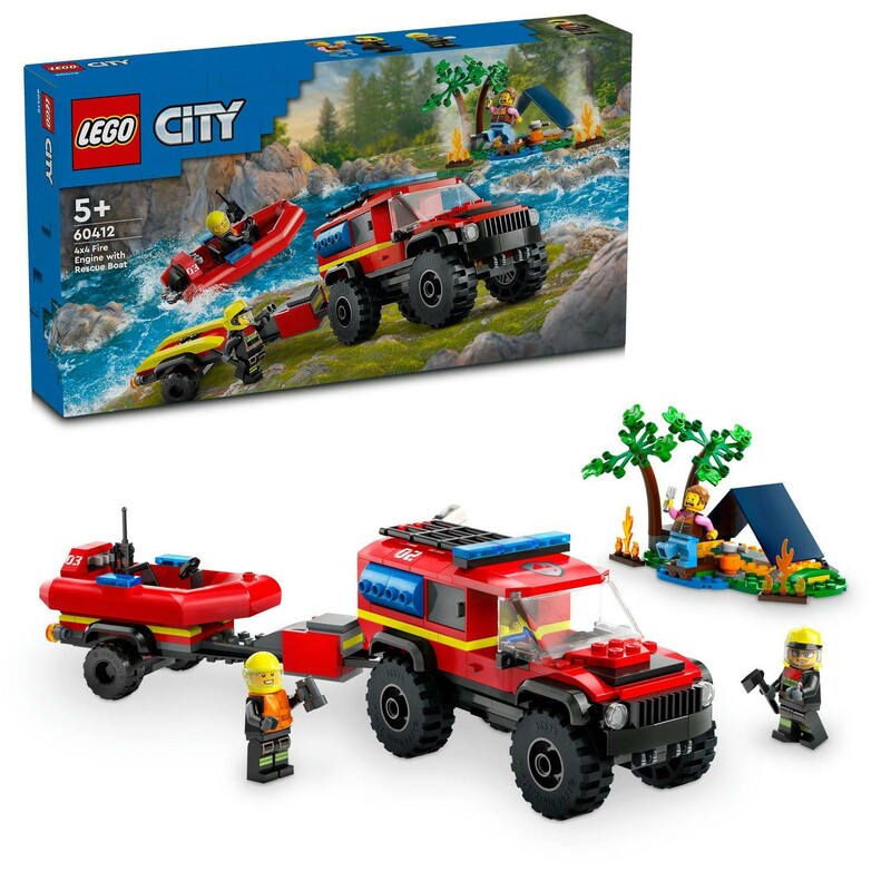 LEGO - City 60412 Hasičské auto 4x4 a záchranný člun