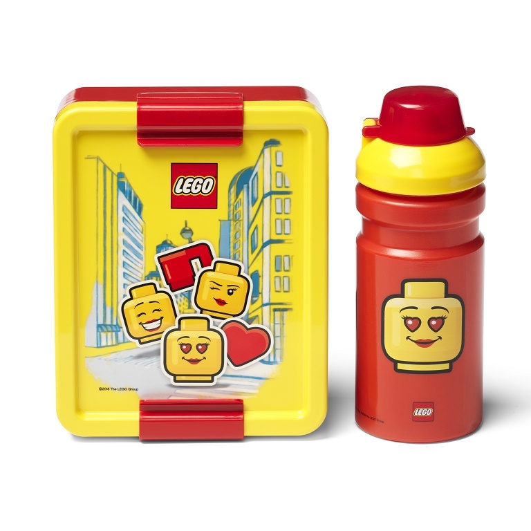 LEGO STORAGE - ICONIC Girl svačinový set (láhev a box) - žlutá/červená