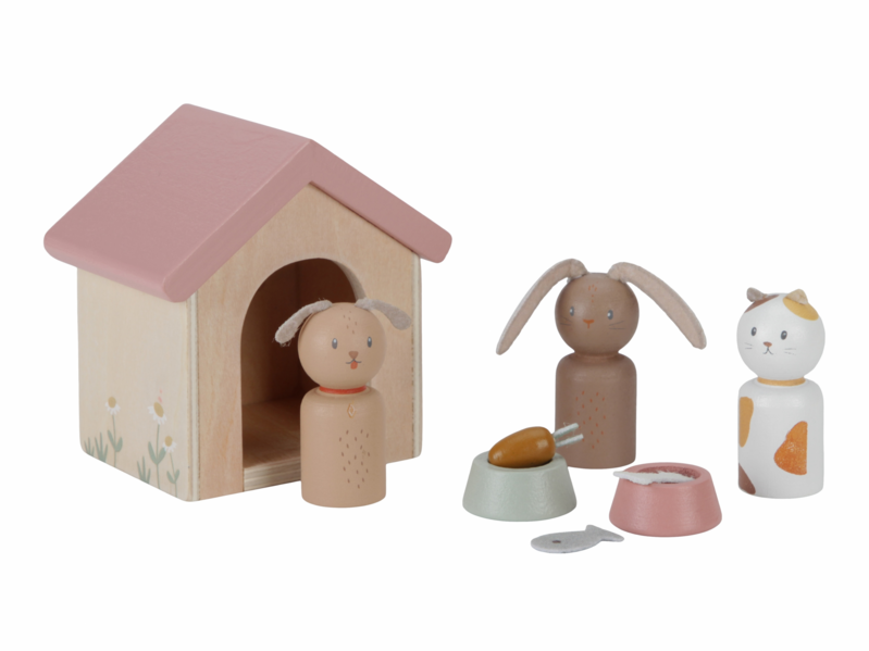 LITTLE DUTCH - Sada domácích mazlíčků do domečku pro panenky dřevěná