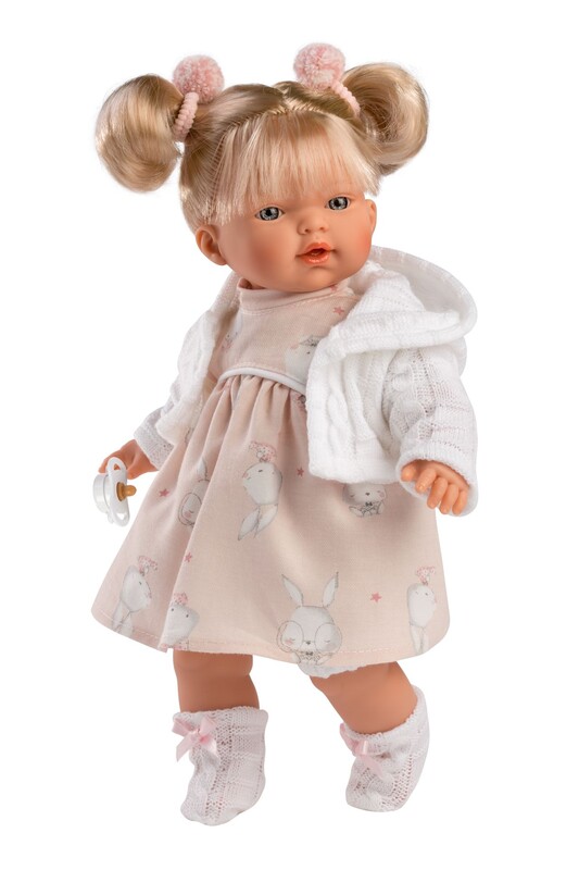 LLORENS - 33140 ROBERTA - realistická panenka se zvuky a měkkým látkovým tělem - 33 cm