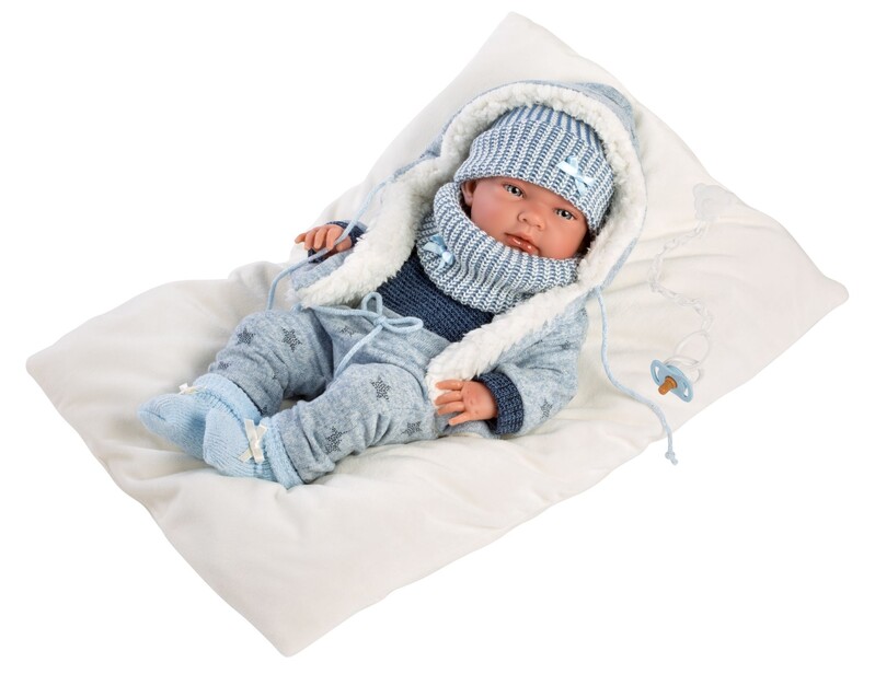 LLORENS - 73881 NEW BORN CHLAPEK - realistická panenka miminko s celovinylovým tělem - 40