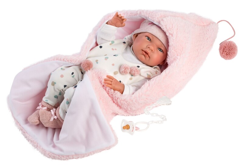 LLORENS - 73886 NEW BORN DĚVČÁTKO- realistická panenka miminko s celovinylovým tělem - 40 c