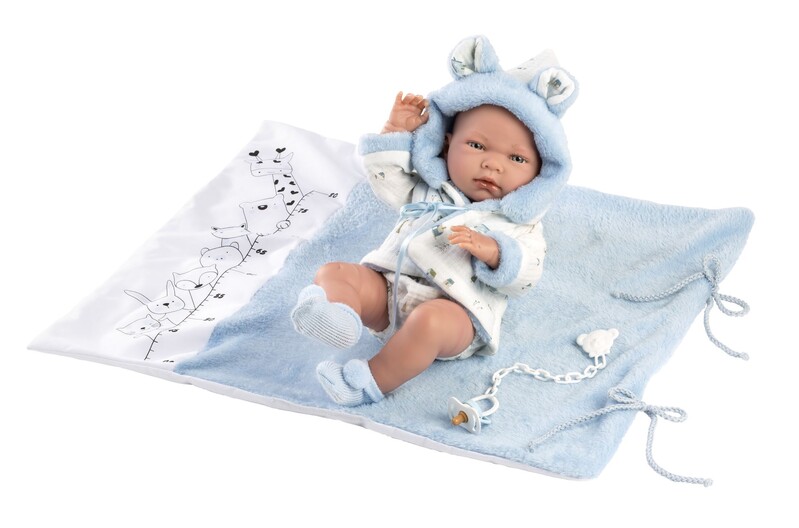 LLORENS - 73897 NEW BORN CHLAPEK - realistická panenka miminko s celovinylovým tělem - 40