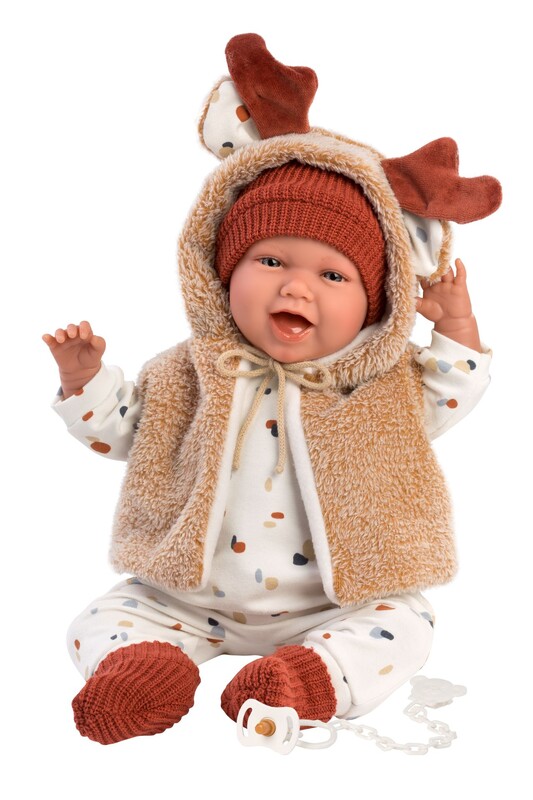 LLORENS - 74018 NEW BORN - realistická panenka miminko se zvuky a měkkým látkovým tělem - 42