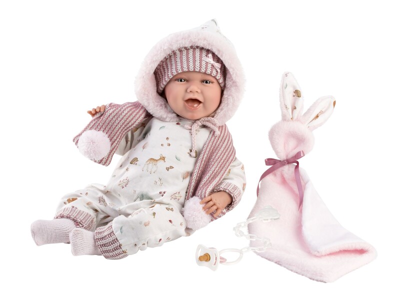 LLORENS - 74030 NEW BORN - realistická panenka miminko se zvuky a měkkým látkovým tělem - 42