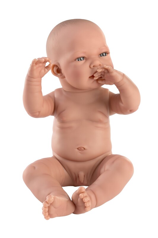 LLORENS - 84301 NEW BORN CHLAPEK - realistické miminko s celovinylovým tělem - 43 cm