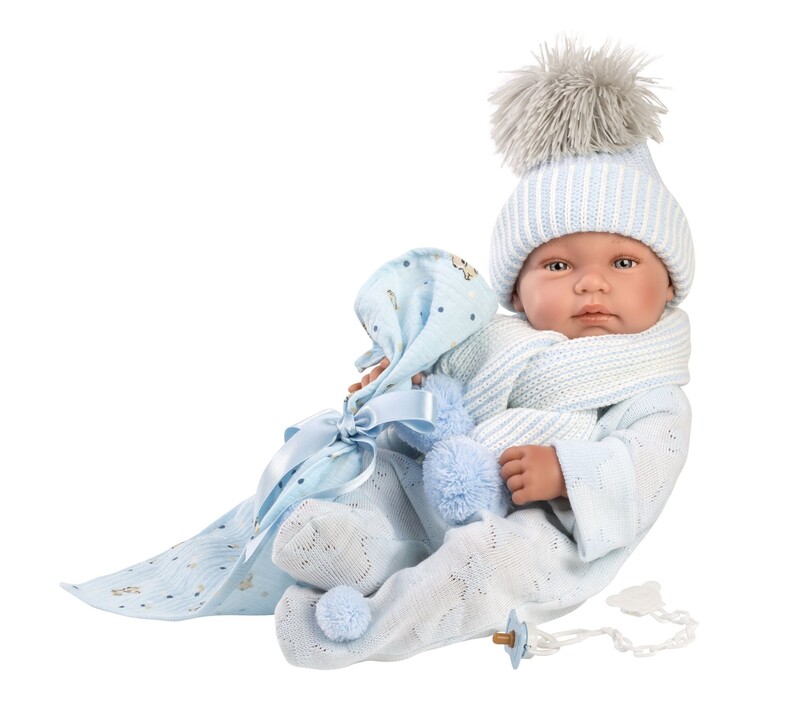 LLORENS - 84337 NEW BORN CHLAPEK - realistická panenka miminko s celovinylovým tělem - 43