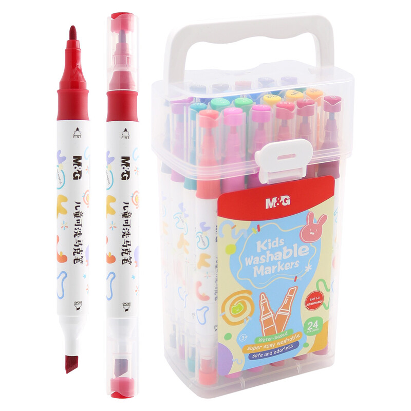 M&G - Oboustranný popisovačpro děti, snadno omyvatelný - sada 24 barev