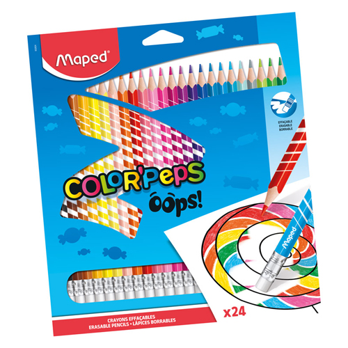 MAPED - Pastelky trojhranné "COLOR'PEPS OOPS" s gumou sada 24 ks