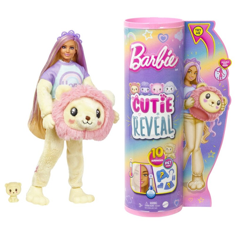 MATTEL - Barbie Cutie Reveal Barbie pastelová edice - lev