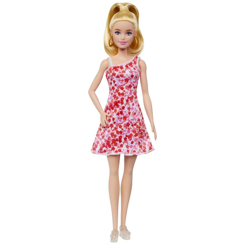 MATTEL - Barbie modelka - růžové květinové šaty