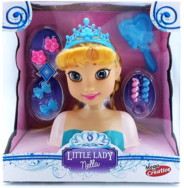 MEGA CREATIVE - Hlava k česání Frozen Little Lady Nella 17cm