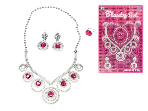 MIKRO TRADING - Sada krásy náhrdelník ve tvaru srdce s naušnicemi a prstenem na kartě