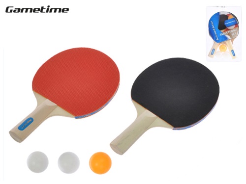 MIKRO TRADING - Gametime sada na stolní tenis pálky dřevěné 25cm 2ks + míčky 3ks v blistru