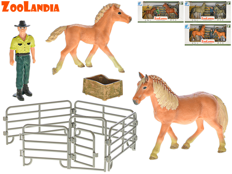 MIKRO TRADING - Zoolandia kůň s hříbětem a doplňky, Mix Produktů