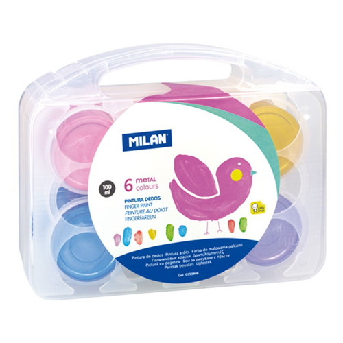 MILAN - Barvy vodové prstové MILAN - 6 metalických barev, 100 ml