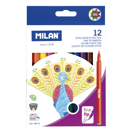 MILAN - Fixy s kulatým hrotem 2 mm - sada 12 ks