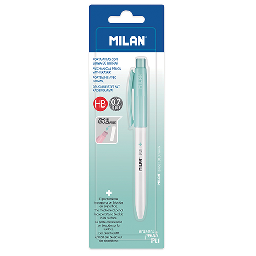 MILAN - Mikrotužka / Pentelka PL1 Antibacterial HB 0,7 mm - tyrkysová, blistr