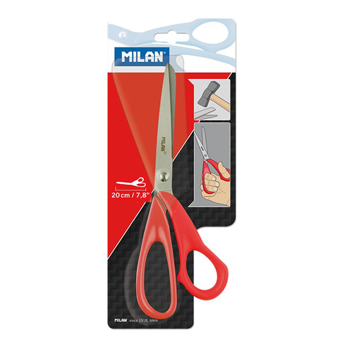MILAN - Nůžky kancelářské červené 20 cm - blistr