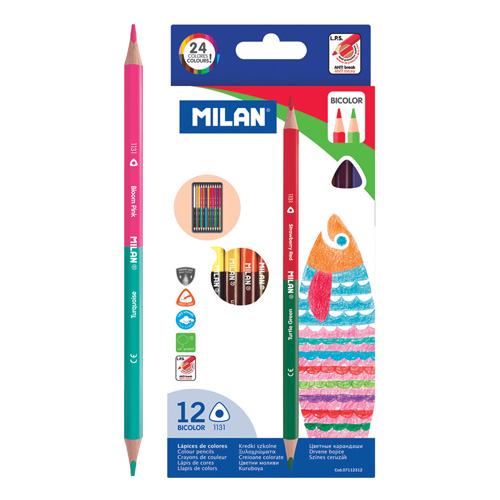 MILAN - Pastelky dvoubarevné trojhranné 12ks