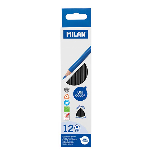 MILAN - Pastelky Ergo Grip trojhranné 1 ks, Black