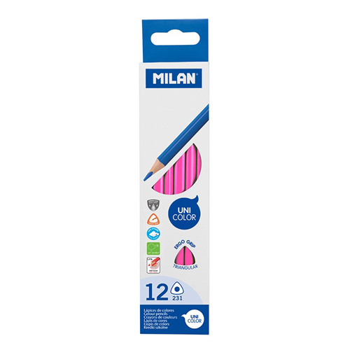MILAN - Pastelky Ergo Grip trojhranné, Pink