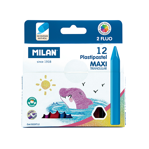 MILAN - Pastelky MAXI plastické 10 ks + 2 ks FLUO