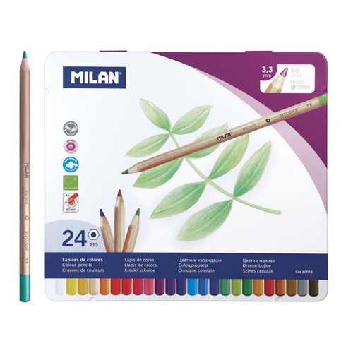 MILAN - Pastelky šestihranné 3,3mm 24ks metal box