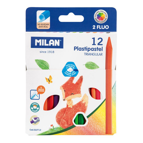 MILAN - Pastelky trojhranné 10 ks + 2x Fluo