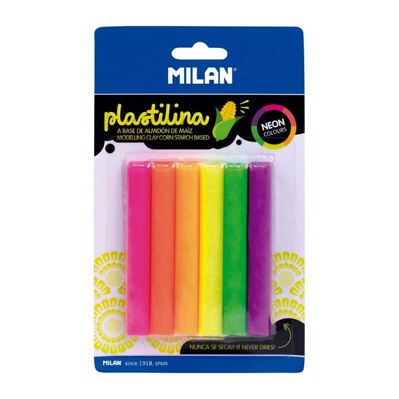 MILAN - Plastelína 6 tyčinek v neonových barvách 70 g