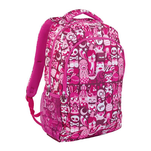 MILAN - Školní batoh s 2 zipy Hey Girl pink 21l