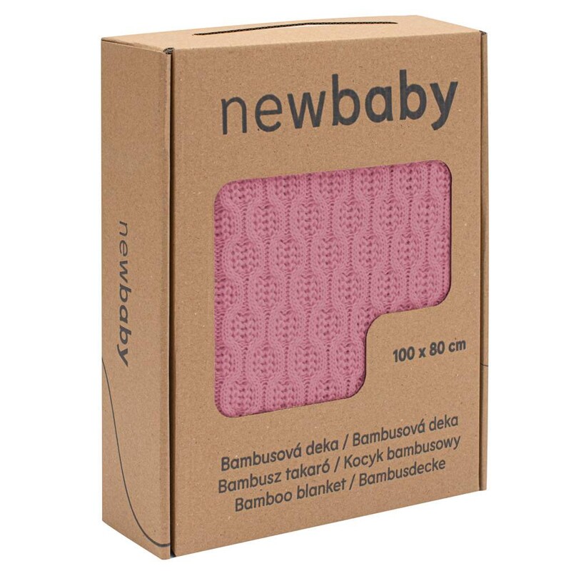 NEW BABY - Bambusová pletená deka se vzorem 100x80 cm pink
