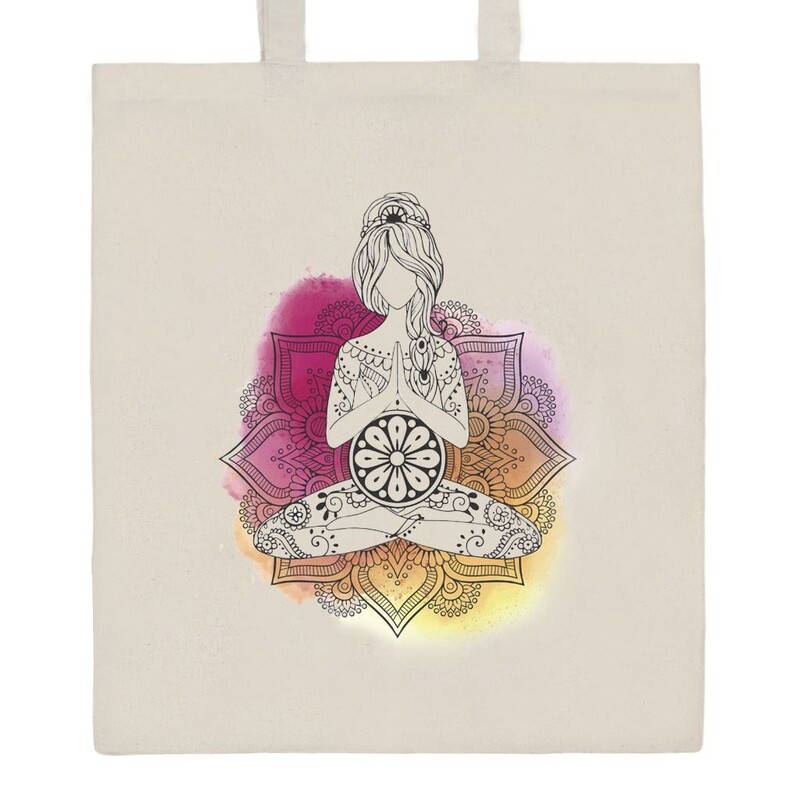 NEW BABY - Bavlněná nákupní taška přírodní s potiskem Mandala