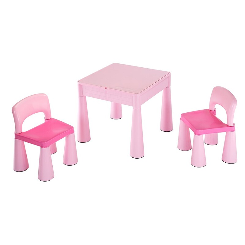 NEW BABY - Dětská sada stoleček a dvě židličky růžová