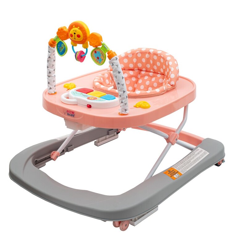 NEW BABY - Dětské chodítko se silikonovými kolečky Forest Kingdom Pink