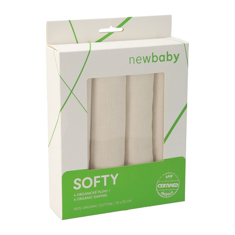 NEW BABY - Látkové pleny z organické bavlny Softy 70 x 70 cm 4 ks