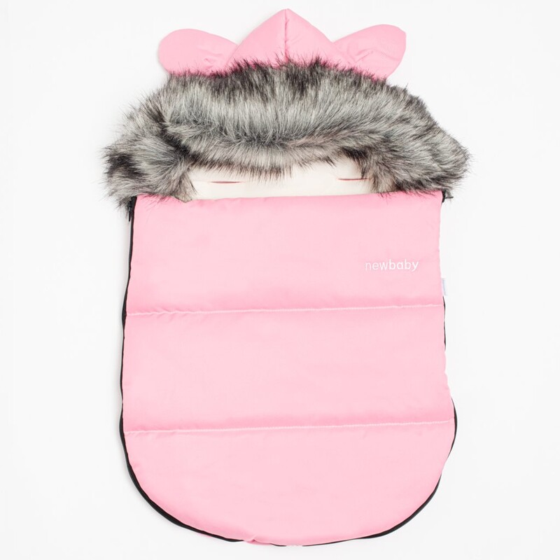 NEW BABY - Luxusní zimní fusak s kapucí s oušky Alex Fleece pink