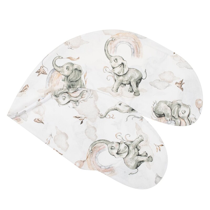 NEW BABY - Povlak na kojící polštář Sloníci bílo-šedý
