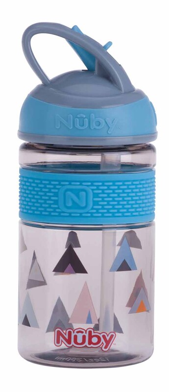 NUBY - Láhev sportovní 2v1 s tvrdou sklopitelnou brčkem, 360 ml, modrá, 3+