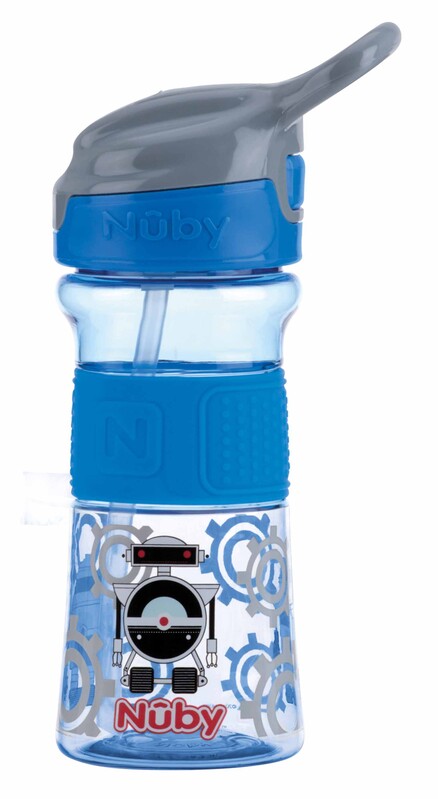NUBY - Láhev sportovní s měkkou sklopitelnou brčkem 360 ml, modrá, 3+