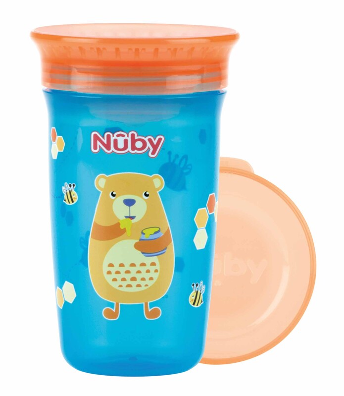 NUBY - Hrnek netekoucí 360° 300 ml, 6 m+ modrá/oranžová