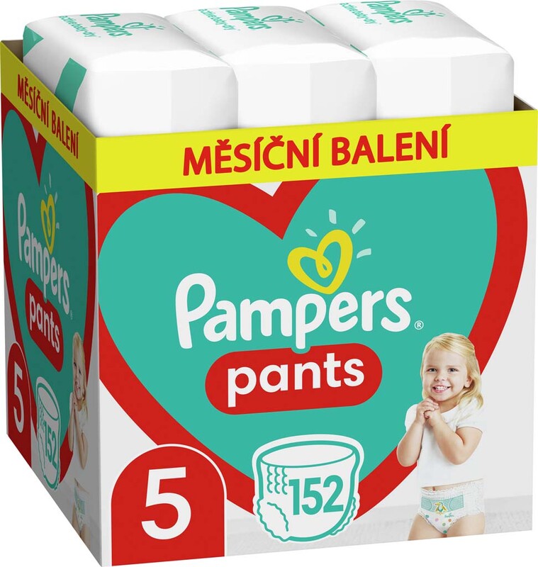 PAMPERS - Activ Baby-Dry Pants Kalhotky plenkové jednorázové 5 (11-18 kg) 152 ks - MĚSÍČNÍ ZÁSOBA