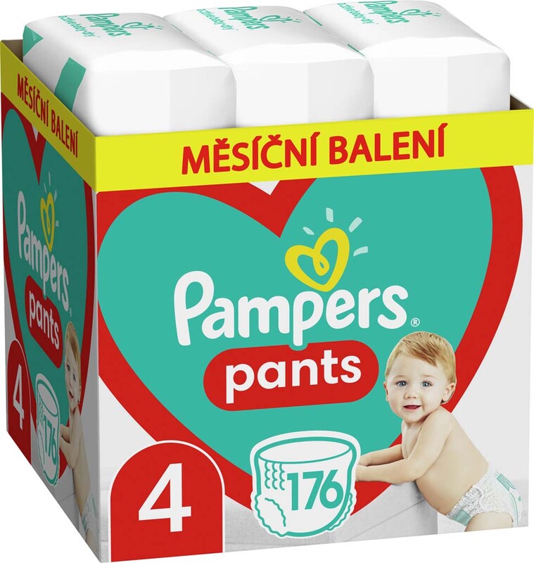 PAMPERS - Active Baby-Dry Pants Kalhotky plenkové jednorázové 4 (9-15 kg) 176 ks - MĚSÍČNÍ ZÁSOBA